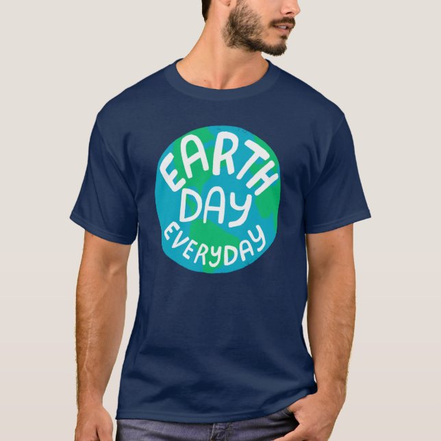 JORDSDAG VARJE DAG, handtagen planet T Shirt (Framsida)