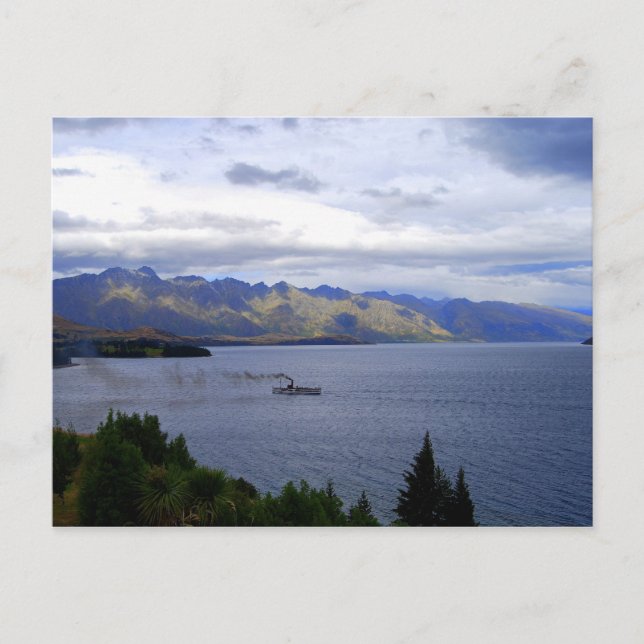Jordslaw på Sjö Wakatipu, Queenstown, New Zeal Vykort (Framsida)