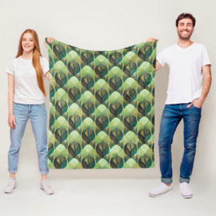 Jordton Grön Geometrisk Vintage Mönster Fleecefilt
