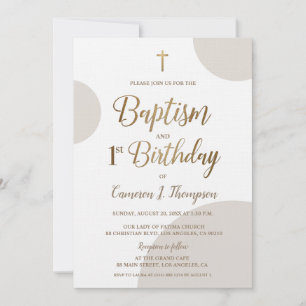 Jordton Guld Pojke-baptism 1:a födelsedag Inbjudningar