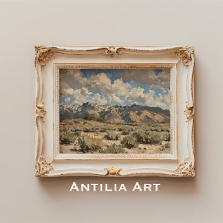 Jordton Liggande målning Rustik Mountain Art Poster