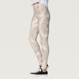Jordtonad Geometrisk Mandalamönster Leggings