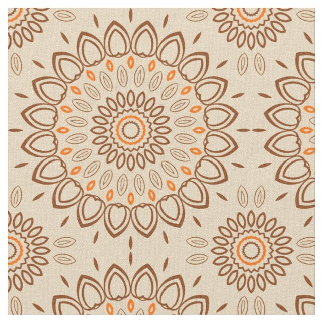Jordtonad Mandala-mönster med Brun och Orange Tyg (Närbild)