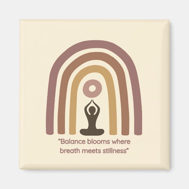 Jordtonad Mindfulness Regnbåge Yoga Design Magnet (Framsidan)