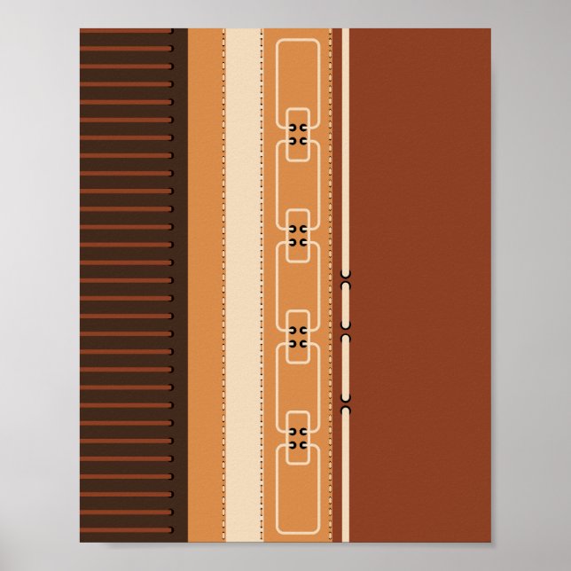 Jordtonade Ränder Minimalistisk Hemdekor Poster (Framsidan)