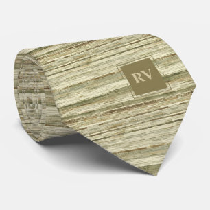 Jordtonade Ränder Monogrammerade Slips