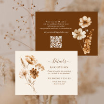 Jordtonade Vildblommor QR-kod Bröllopsdetaljer