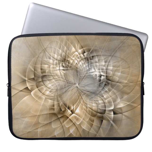Jordtoner Abstrakt Modern Fraktal Konst Textur Laptop Fodral (Framsidan)