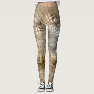 Jordtoner Abstrakt Modern Fraktal Konst Textur Leggings