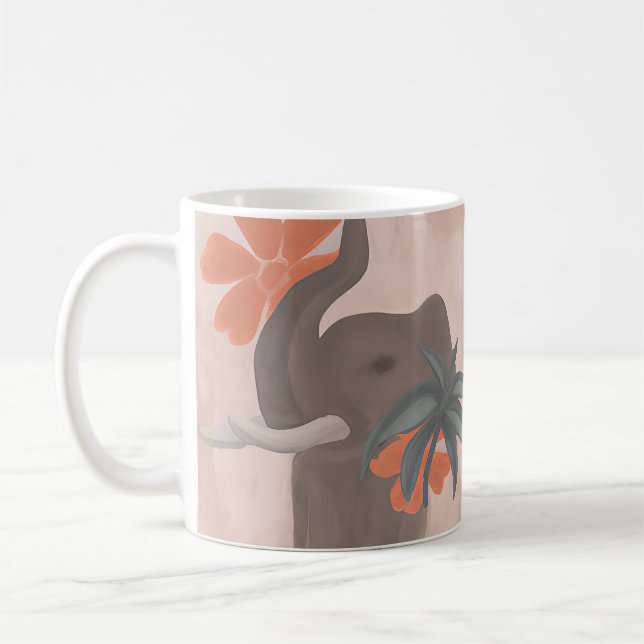 Jordtoner Elefant minimalistisk konst  Kaffemugg (Vänster)