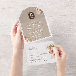 Jordtoner i Boho-ökens blommigt arch ram