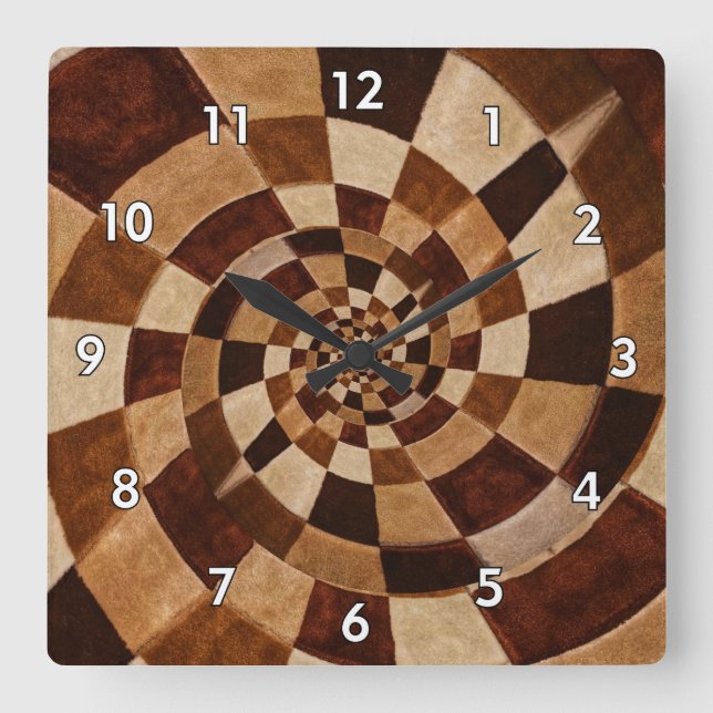 Jordtoner i flera Färg Spiral Fyrkantig Klocka (Framsida)