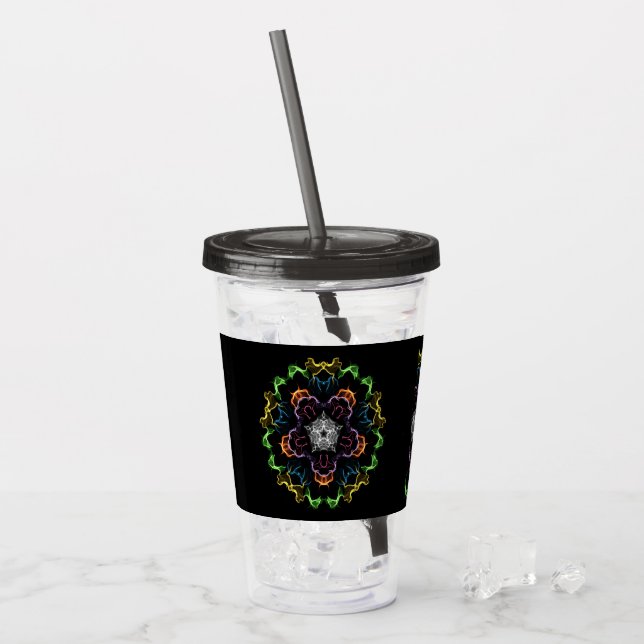 Jordtonsblomma Mandala Take Away Mugg (Framsida Ice)
