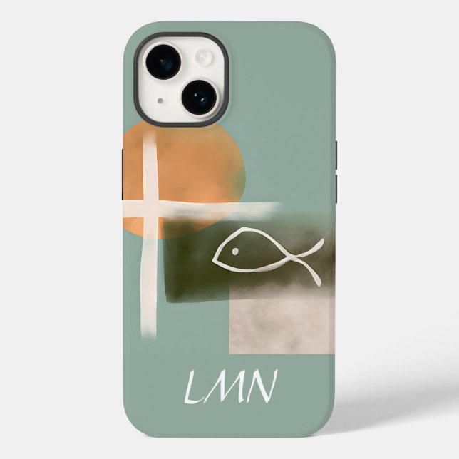 Jordtonskors och fisk minimalistisk konst  (Baksida)