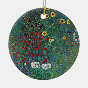 Jordträdgård w Solros by Klimt, Vintage Flowers Julgransprydnad Keramik