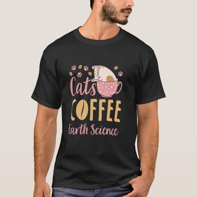 Jordvetenskap kattkaffe t shirt (Framsida)