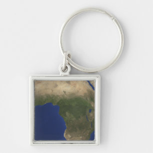 Jordvisninglandcover över afrika fyrkantig silverfärgad nyckelring