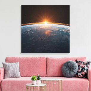 Jordvy från rymden Blå planet astronaut Canvastryck