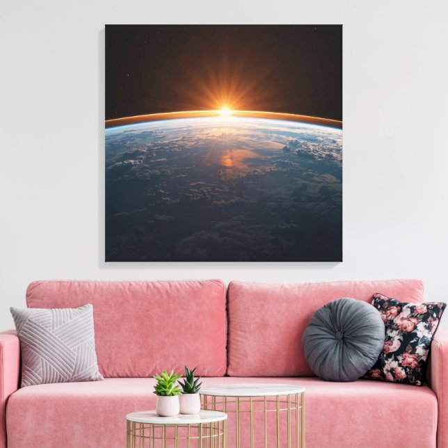 Jordvy från rymden | Blå planet astronaut  Canvastryck (Insitu (Vardagsrum))