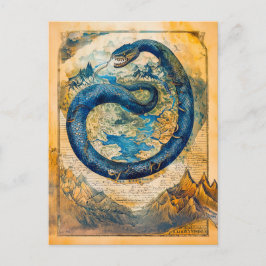 Jörmungandr Midgard-serpent på världskartan Helg Vykort