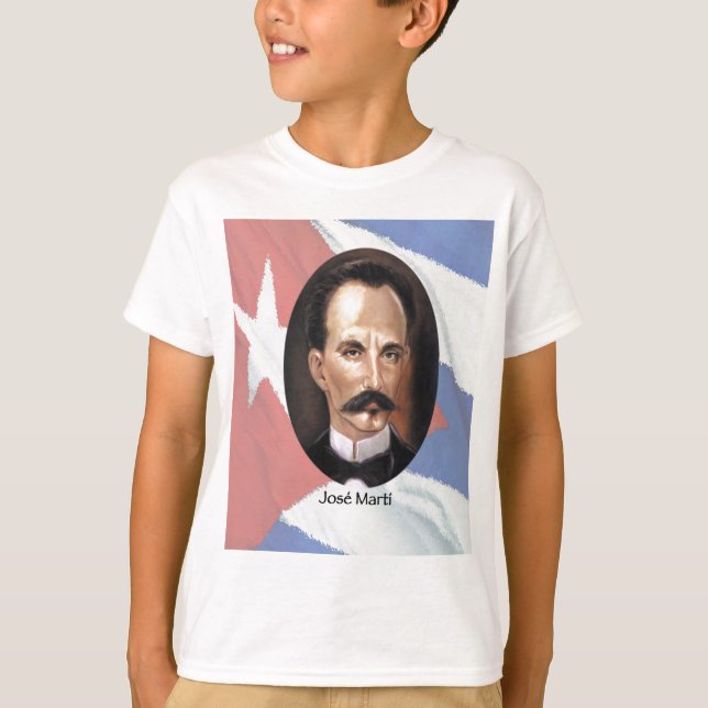Jose Marti om Kubas Flagga T-shirt (Framsida)