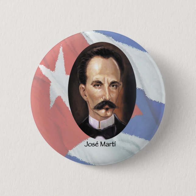 Jose Marti på Kubas flagga Knapp (Framsida)