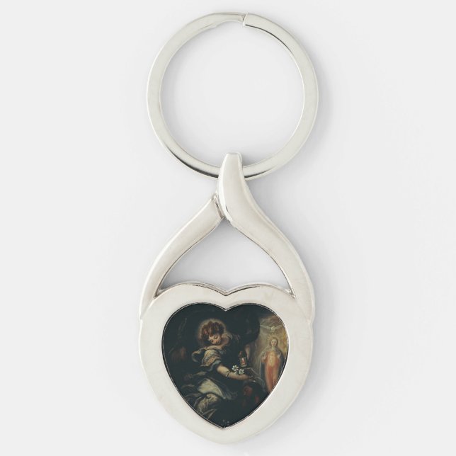Josefsi dröm twisted heart silverfärgad nyckelring (Framsidan)