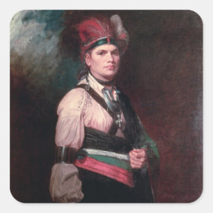 Joseph Brant, chef för Mohawks, 1742-1807 Fyrkantigt Klistermärke