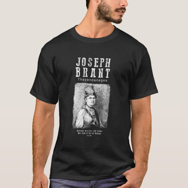 Joseph Brant Mohawk Chief Iroquis Indian History T Shirt (Framsida)