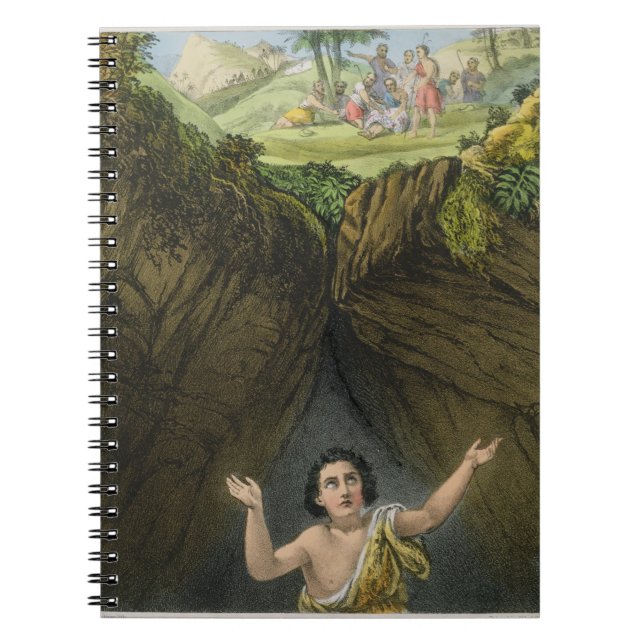 Joseph Cast in i gropen av hans Brethren, från ett Anteckningsbok (Framsidan)