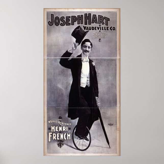 Joseph Hart Vaudeville, "Henry Fransk" Retro Poster (Framsidan)