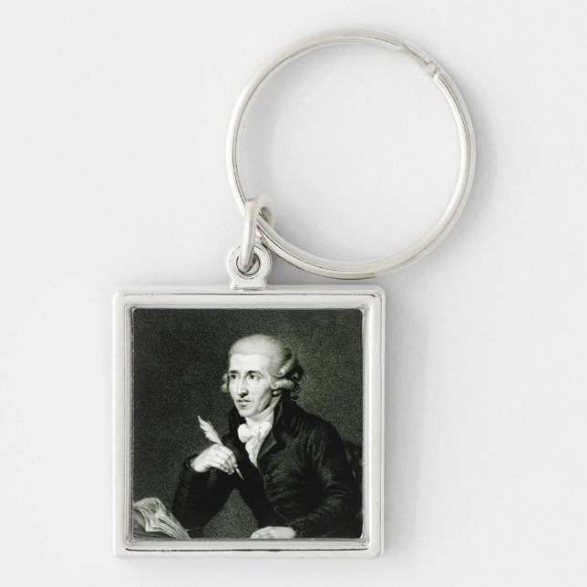 Joseph Haydn c.1770 Fyrkantig Silverfärgad Nyckelring (Framsidan)