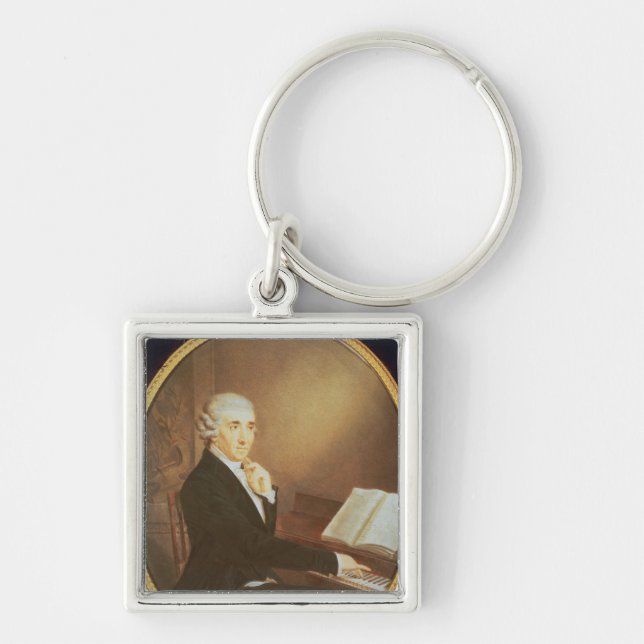 Joseph Haydn c.1795 Fyrkantig Silverfärgad Nyckelring (Framsidan)
