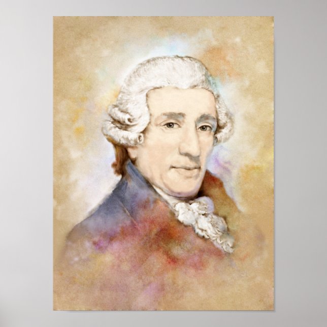 Joseph Haydn Porträtt im Aquarell Stil Poster (Framsidan)