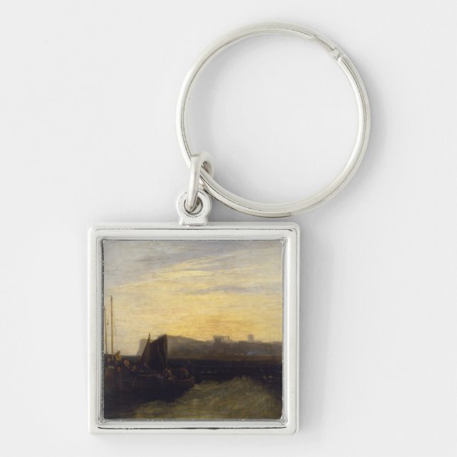 Joseph Mallord William turner | Margate, c.1808 Fyrkantig Silverfärgad Nyckelring (Framsidan)