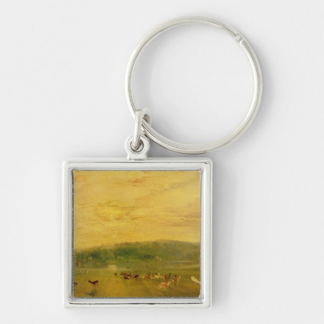 Joseph Mallord William turner | sjön, Petworth Fyrkantig Silverfärgad Nyckelring (Framsidan)