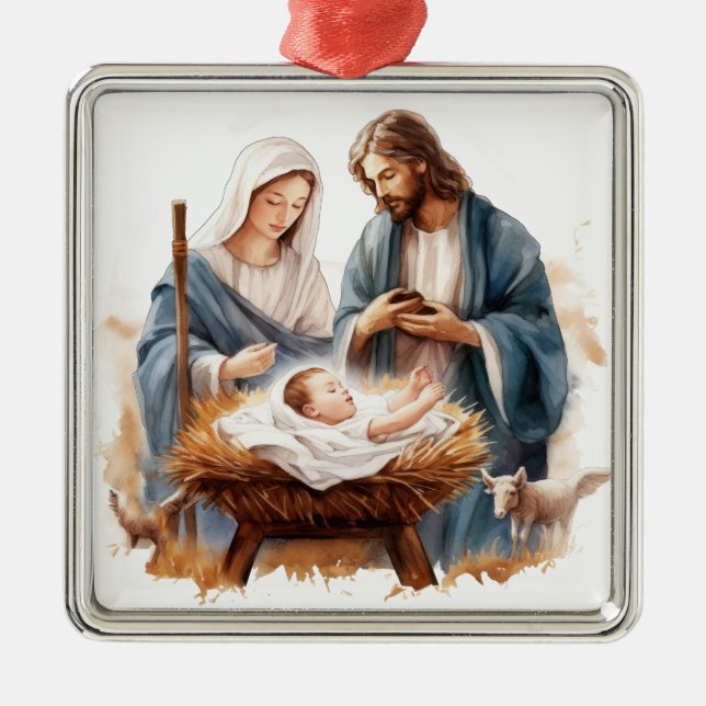 JOSEPH MARY BABY JESUS CHRISTMAS RELIGIÖSA JULGRANSPRYDNAD METALL (Framsidan)