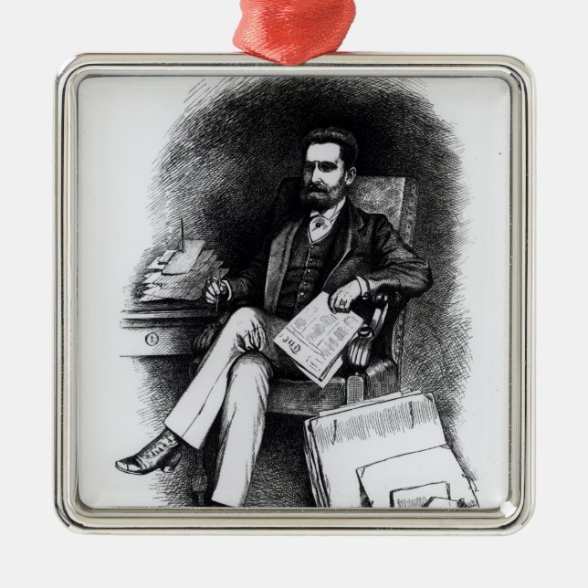 Joseph Pulitzer från "kuriositeten", 1887 Julgransprydnad Metall (Framsidan)