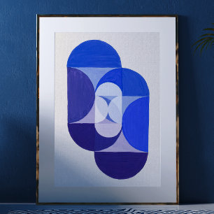 Joseph Schillinger Nyckel Blue. Abstraktens geomet Poster