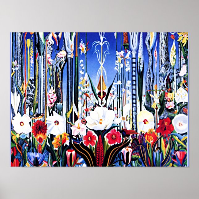Joseph Stella-målning, Flowers-Italien Poster (Framsidan)
