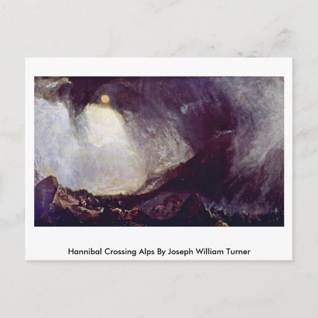 Joseph William Turner Alpernas Hannibal Crossing Vykort (Framsida)
