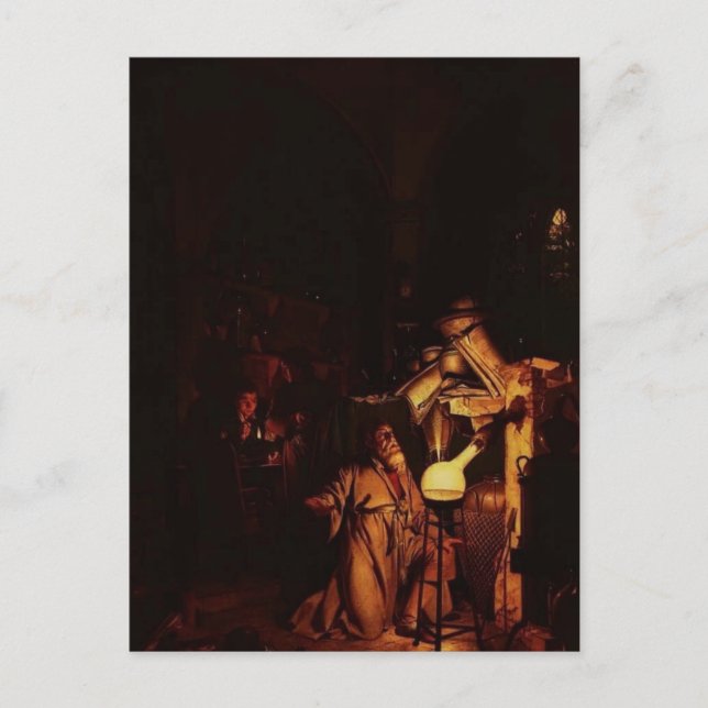 Joseph Wright-the-Alchemist Discover Phosphorus Vykort (Framsida)