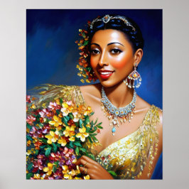 Josephine Baker Blommigt Art Poster