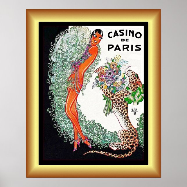 Josephine Baker/Pet Cheetah/Casino de Paris/1930 Poster (Framsidan)