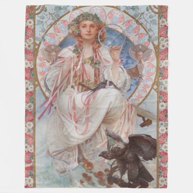 Josephine Crane Bradley as Lavia av Alphonse Mucha Fleecefilt (Framsidan)