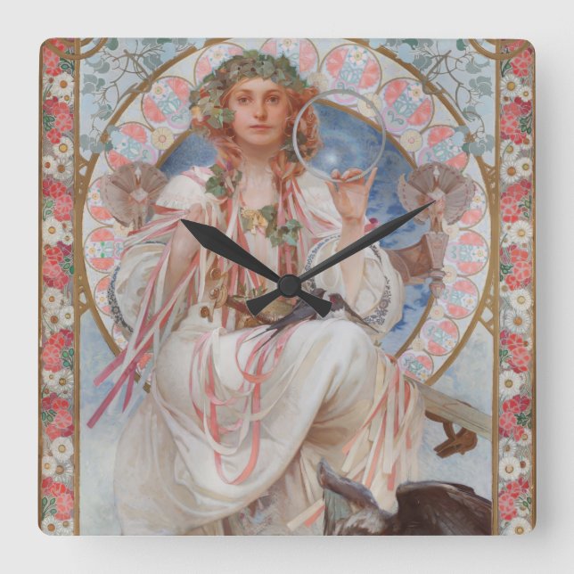 Josephine Crane Bradley as Lavia av Alphonse Mucha Fyrkantig Klocka (Framsida)