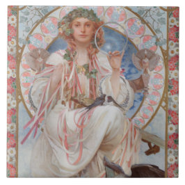 Josephine Crane Bradley as Lavia av Alphonse Mucha Kakelplatta