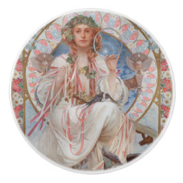 Josephine Crane Bradley as Lavia av Alphonse Mucha Knopp