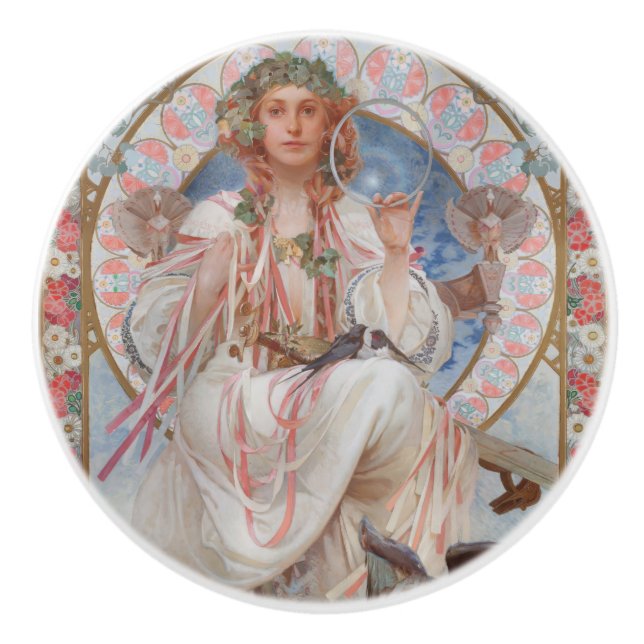 Josephine Crane Bradley as Lavia av Alphonse Mucha Knopp (Framsidan)