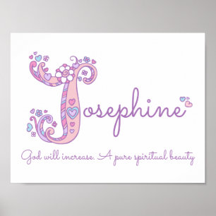 Josephine Flickor namn pastel lila anpassningsbar Poster